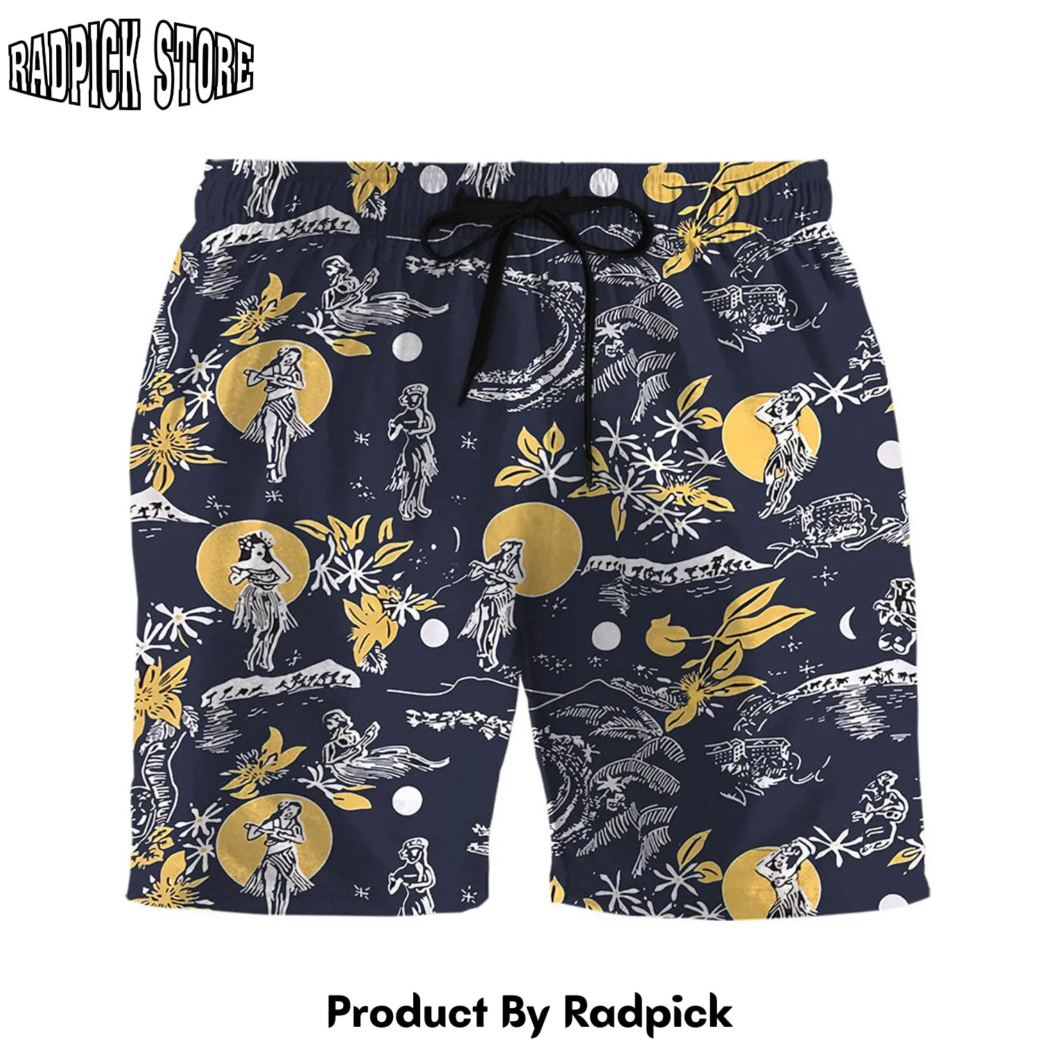 Radpick 3d jay hernandez hula moon navy retro from the magnum pi reboot custom men short rp631426